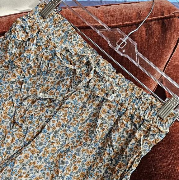 Haute Ellie Boho Floral Maxi Skirt Tiered Pleats Floral Print Round Hem Blue Med - Picture 4 of 16